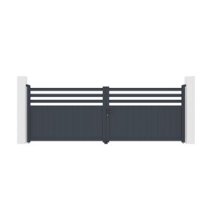 Portão de batente elétrico 4m nevis a.140cm grey + ranger b150
