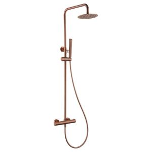 Coluna de duche extensível, chuveiro termostático extraplano, cor cobre