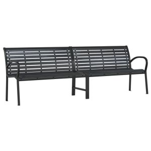 vidaXL banco de jardín doble de acero y wpc 231 cm