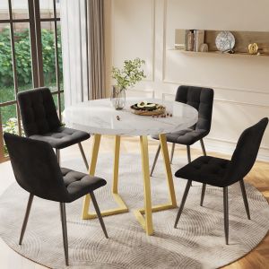 Conjunto mesa de jantar redonda 5 peças mdf multicolor 4 lugares