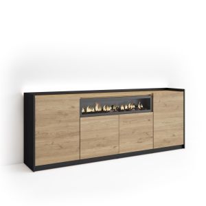 Aparador sala de jantar, 207x37x80cm, lareira eléctrica, LED rf4940