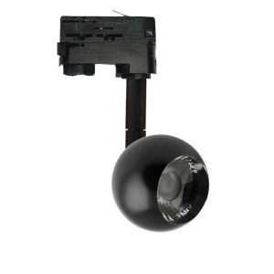 Foco LED preto orientável 10w fenix, trilho trifásico, luz natural 4000k