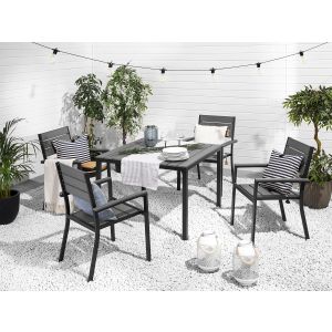 Conjunto de refeição de jardim 4 lugares prato cinzento