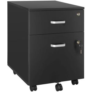 Gaveteiro com rodas e 2 gavetas com cierre, 40x46x54,5 cm, preto
