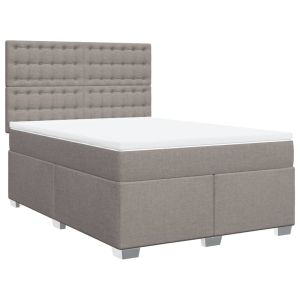 vidaXL cama box spring con colchón tela gris taupe 140x190 cm