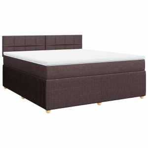 vidaXL cama box spring con colchón tela marrón oscuro 180x200 cm