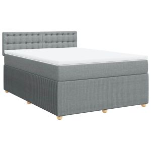 vidaXL cama box spring con colchón tela gris claro 140x190 cm