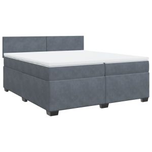 vidaXL cama box spring con colchón terciopelo gris oscuro 200x200 cm