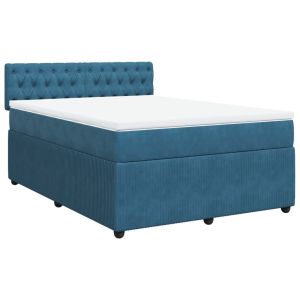 vidaXL cama box spring con colchón terciopelo azul 140x200 cm