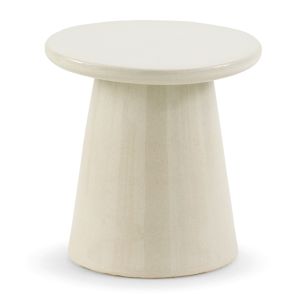 Banqueta lateral de cerâmica branca, 41x41x42cm