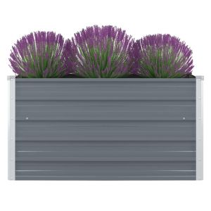vidaXL jardinera elevada de acero galvanizado gris 100x100x45 cm