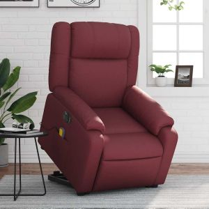 Poltrona reclin. Elevatória elétrica couro artif vermelho-tinto ewg5224