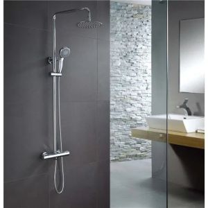 Coluna de duche extensível termostática cromada
