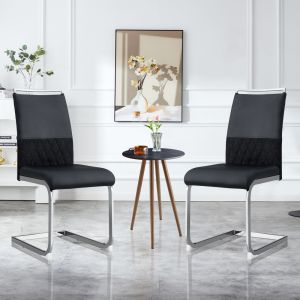 Cadeira de jantar em metal preto conjunto de 2 design ergonómico