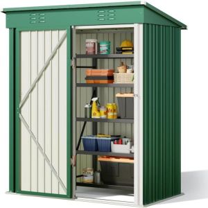 Abrigo de jardim em metal - aço galvanizado - verde - 162x94x182 cm