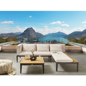 Conjunto lounge madeira de acácia certificada creme bracciano