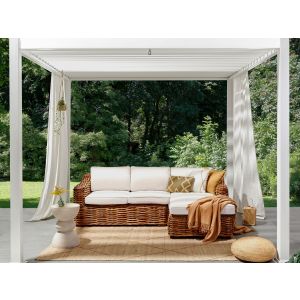 Sofá de jardim de canto 3 lugares briatico rattan natural à esquerda