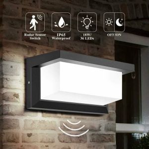 Luminária de parede exterior com sensor impermeável 18 w