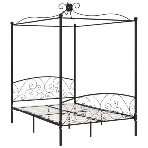 vidaXL estructura de cama con dosel metal negro 140x200 cm