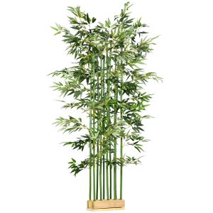 Planta artificial poliéster, bambu, madeira de pinho verde 35x10x180 cm