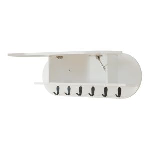 Bengaleiro de parede vilkön prateleira + 6 ganchos 80x16x30cm branco