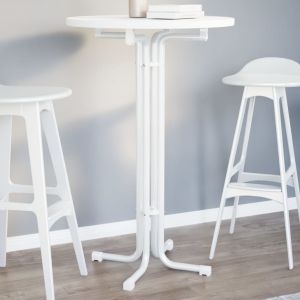 Mesa de jantar ø70x110 cm derivados de madeira e aço branco wf356620
