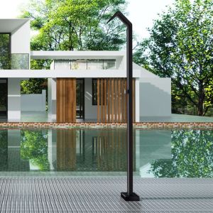 Chuveiro para piscina niagara aço inox preto fosco | poolimex