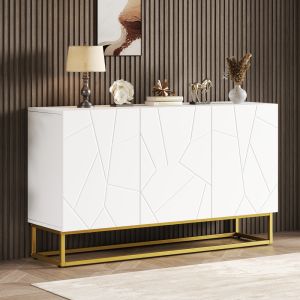 Aparador brilho branco e dourado 3 portas 76x130x38cm