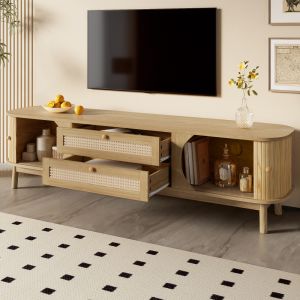 Móvel de tv com portas e gavetas natural 46x170x39,5cm