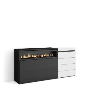 Aparador, 157x35x75cm, buffet, lareira eléctrica, cómoda rf3402