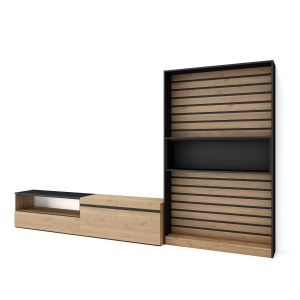 Conjunto de móveis tv, 310x35x186cm, carvalho e preto rf2857