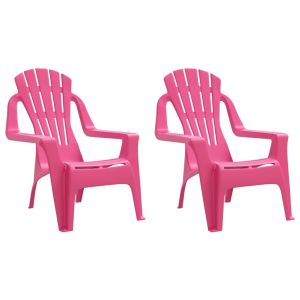 vidaXL sillas de jardín niños 2 uds aspecto madera pp rosa 37x34x44 cm