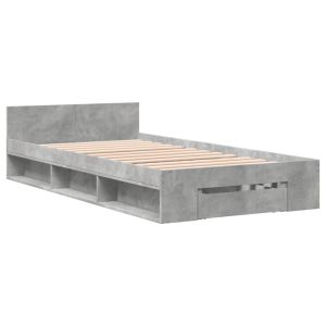 vidaXL cama con cajón madera de ingeniería gris hormigón 90x200 cm