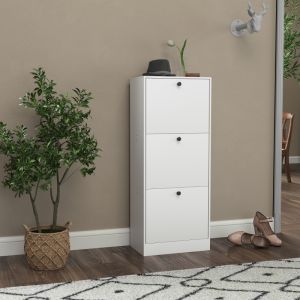 Sapateira com 3 portas basculantes branco 115x47x28cm