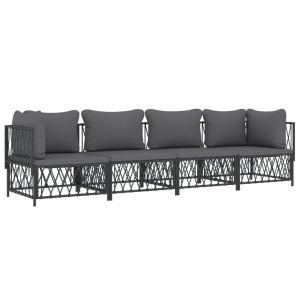 vidaXL juego muebles de jardín 4 pzas y cojines acero gris antracita