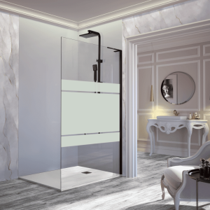 Panel fijo de ducha fresh free negro  78.5-79.5 cm / derecha con decorado