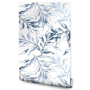 Papel de parede para sala de estar leaves blue nature decoração moderna