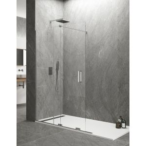 Resguardo de chuveiro walk-in keres 1+1 sem perfil 100cm perpendicular