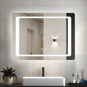 Espelho de casa de banho LED 90×65cm + anti-embaciamento