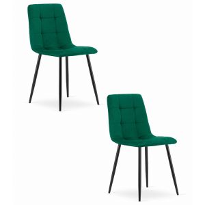 Cadeira valora pyra em veludo verde escuro, design moderno (2 unidades)