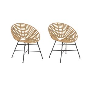 Conjunto de 2 cadeiras de jardim acerra rattan sintético castanho claro