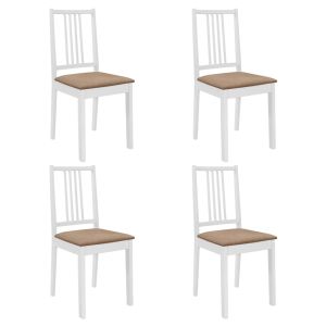 Cadeiras de jantar com almofadões 4 pcs madeira maciça branco ewg4465