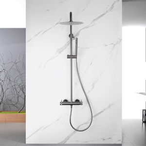 Conjunto duche misturador sky bath cinza mate série diamond