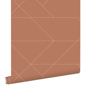Estahome papel de parede linhas gráficas terracota 53 cm x 10.05 m