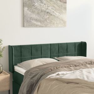 Cabeceira de cama c/ abas tecido 147x16x78/88cm verde-escuro ptob4096