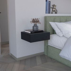 Mesa de cabeceira flutuante milano em melamina, preto 13 x 40 x 34,1 cm