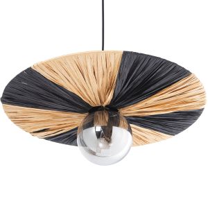 Lampara techo metal, rafia, cristal, 1xg9-5wat (LED) no incluida