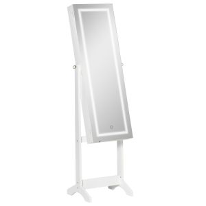 Espelho joalheiro de pé 46x36.5x151.5 cm mdf e vidro color blanco Homcom