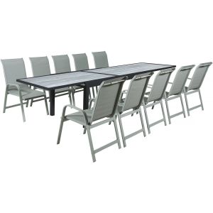Mesa extensível e cadeiras de jardim em alumínio <<lagos>> - 200/320 x 105