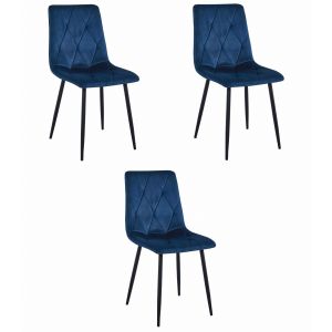 Valora cadeiras tyra veludo preto pés metal modernas x3